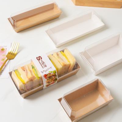 China Recyclable Sandwich Box Sandwich Baking Packaging Window , Coated Food Triangle Cardboard for sale