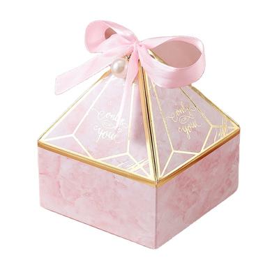 China Recycled Materials Pyramid Shaped Gift Box Food Packaging Box Wedding Candy Creative Paper Boxes for sale