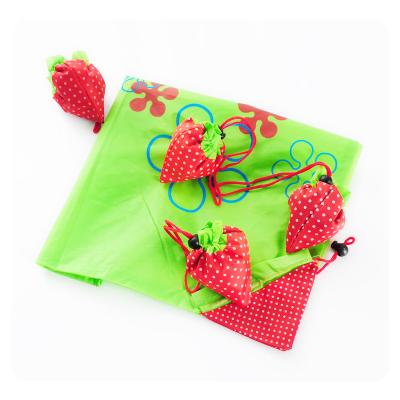 China Strawberry Wholesale Reusable Polyester Collapsible Folding Shopping Bag for sale