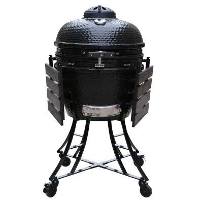 China BBQ Easily Assembled Large 22 Inch Outdoor Kamado with Bamboo Side Table for sale