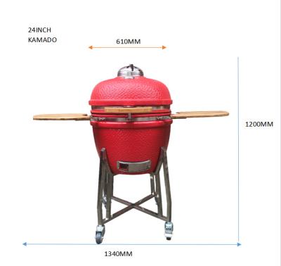 China Customization stocked 24 inch indoor and outdoor versatile ceramic kamado grills / barbecue grill for sale