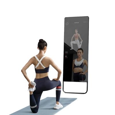 China Gym Workout Profile Frame Shop Store Camera Floor Floor Camera Bluetooth Android Wall Gym Fitness Touch Screen Aluminum Magic Smart Mirror for sale