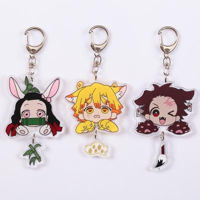 China Cute Fashion Anime Demon Slayer Key Chain Man Eco-friendly Acrylic For Pants Kids Key Holder Pendant Brelok for sale