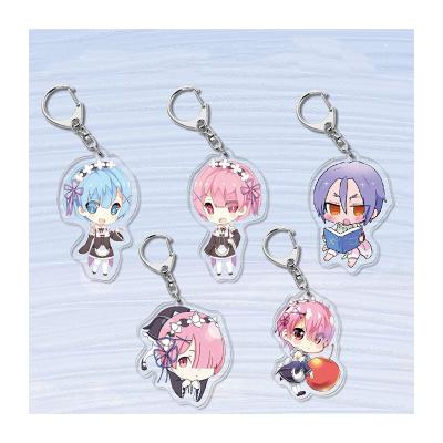 China Plastic Cartoon Anime Life In A Different World Of Key Chain Man Women Porte Clef Key Zero Keychain Pendant for sale