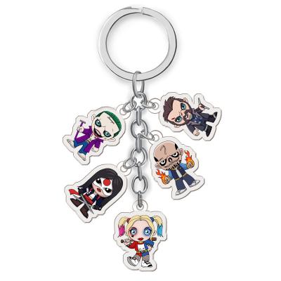 China Harley Quinn Key Ring Kids Key Pendant Holder Brelok High Quality Eco-friendly Anime Joker Chains Man Keychain for sale