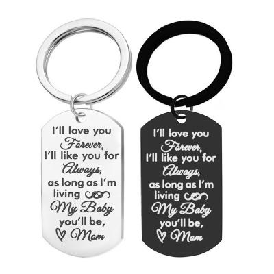 China Metal Fashion Square I Will Love You Letter Metal Woman Key Chain Man Key Pendant Ring Couples Brelok for sale