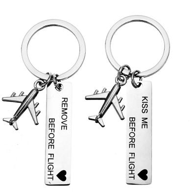 China Couples Couples Keychains Man Keychains Airplant Metal Letter Cute Pendant Stainless Steel Woman Keychain Keyholder Brelok for sale