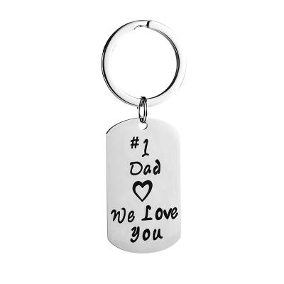 China Gift Letter Dad We Love You Square Metal Man Key Chain For Men Llaveros Pants Key Chain Pendant for sale