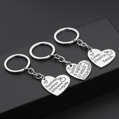 China Fashion Metal Letter Heart Women Ladies Simple Key Chain Silver Color Pendant Accesorios Chaveir for sale