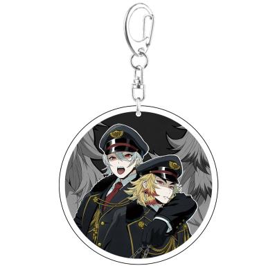 China Eco-Friendly Round Acrylic Demon Slayer Shinazugawa Sanemi Men's Shinazugawa Sanemi Key Chain Pendant Key Ring Jewelry Llaveros for sale