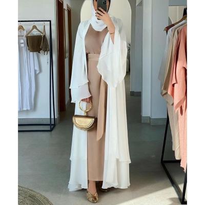 China Soft breathable and overflowing style of abaya new in Karachi cardigan muslimah woman islamic satin open abaya for eid for sale