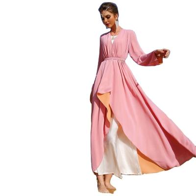 China Latest Abaya Clothing Pink Moroccan Islamic Robe Kafan Traditional Muslim Clothing&accessories for sale