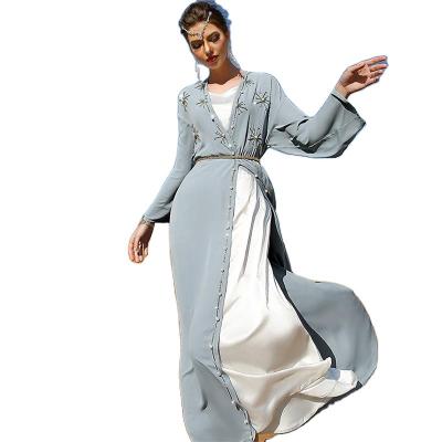 China Newest Women's Muslim Cardigan Muslim Abbaya Clothing Jubah Islamic Ethnic Woman Wholesale Breathable Long Robe Long Robe for sale