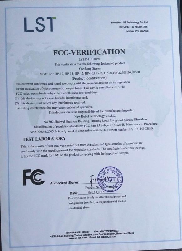 FCC - Shenzhen New Belief Technology Co., Ltd.