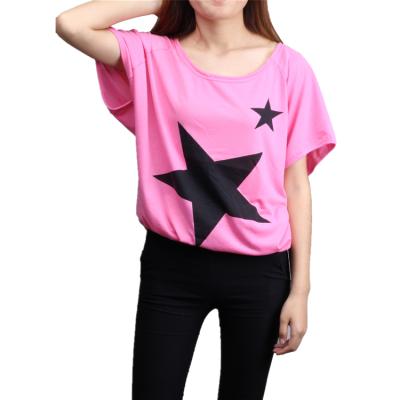 China Shorts Anti-Shrink Cool Sleeve Summer Fashion Loose Design Tops Tees Women O-neck Star Printing T-shirts Women for sale