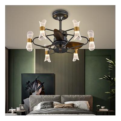 China Modern Material Creative Energy-saving Nordic Bedroom Lamp LED Leaf Fan Design Leaf Fan ABS Dining Room Living Room Nordic Material for sale