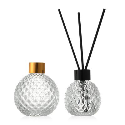 China Aromatherapy Ball Shape Empty Customized Crystal Car Victoria's Secret Diffuser Rattan Aromatherapy Fragrance Diffuser Empty Thick Glass Bottle for sale