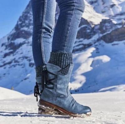 China Trend 2021 fashion autumn and winter new women's cotton boots non-slip high-top explosion-proof large size leisure solid color snow boots for sale