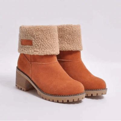 China 2021 fashion trend new style warm non-slip short wool velvet boots women autumn and winter sale plus size thick heel mid-tube snow boots for sale