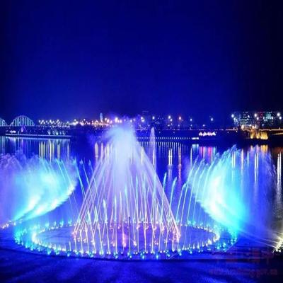 China Chinese Decoration Colorful Laminar Water Flow Square Fountain Floating on The Lake with Swing Nozzles for sale