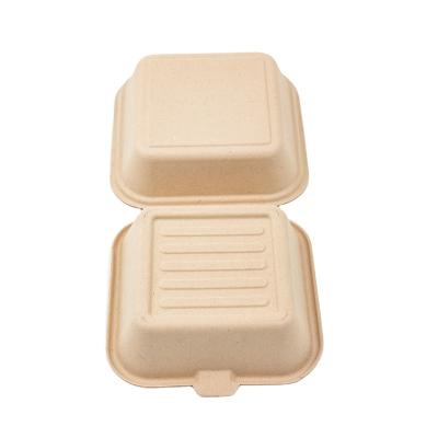 China Eco Food Container Disposable Biodegradable Bamboo Clamshell Disposable Lunch Bento Box for sale