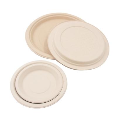 China Back To School China Manufacturer 5 6 7 9 10Inch Disposable Bagasse Green Bagasse Paper Plate For Restaurants Wedding for sale