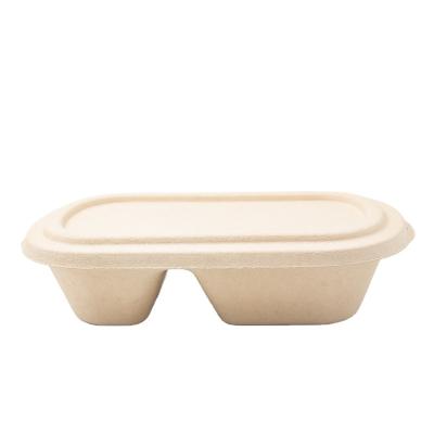 China Home Large Capacity Biodegradable Bamboo Fiber Restaurant Hotel Lunch Salad Meal Take Out Storage Boxes for sale