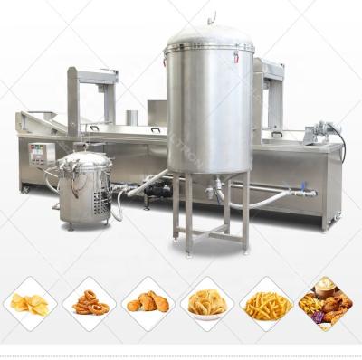 China Energy Saving Continuous Fruits and Vegetables Frying Machine Finger Chips Fryer Filter Machine zu verkaufen