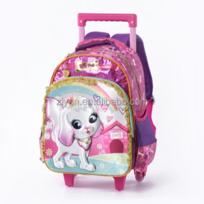 China Kids 2020 Cute Design 4 Wheeled Trolley School Bags For Children for sale