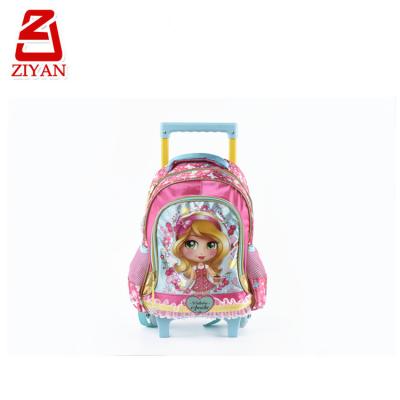 China ZIYAN High Quality Promotional Trolley School Backpack For Girl Princess Printing Rolling Bag for sale