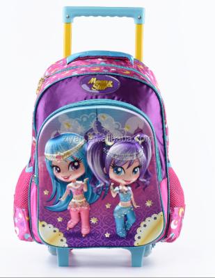 China 2020 Latest Polyester Hot Sale Vintage Cartoon Kids School Trolley Bag Full Color School Bags For Girls for sale