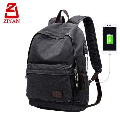 China With USB Canvas Backpack With USB Charging Port For College Student Lightweight Rucksack Travel Men Women Rucksack Fits Up To 15.6 Inch Laptop Bag for sale