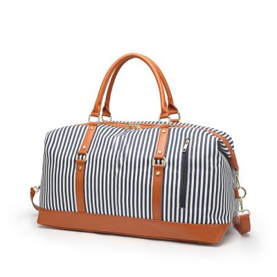 China Fashion Ladies Travel Bag Canvas Shoulder Sports Striped Sailor Bag for sale