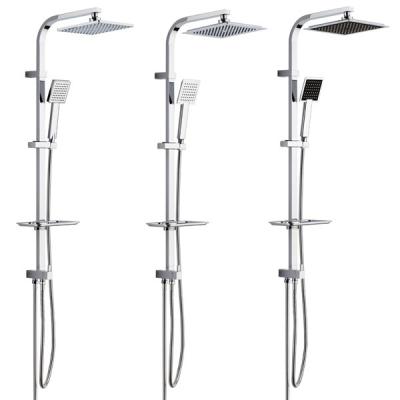 China 2017 New Style Electric Faucets Stainless Steel Wall Mount Bath Rain Massage Shower Set With Twin Shower Head for sale