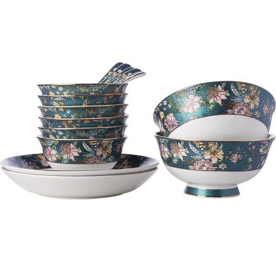 China Disposable Quality Luxury China Colorful Dinnerware Sets 60pcs Dinnerware Gold Rim Fine Bone China Dinnerware Ceramic Set for sale