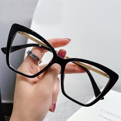 China For Reading Glasses Cat Eye Glasses Anti Blue Light Fashion Glasses Men Clear Glass Big Frame Eye Glasses Female for sale