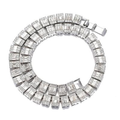 China Fashion High Quality Geometric Zircon Miami Cuban Chain Necklace Hip Hops Cubic Zirconia CZ Square Necklace for sale