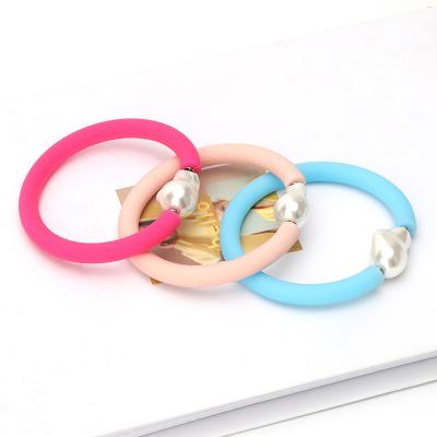 China Bohemia CLASSIC Trendy Multiple Color Friendship Rubber Bracelet Stretch Bead Silicone Bracelets Baroque Jewelry 2022 for sale