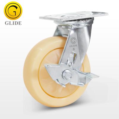 China Trolley Heavy Duty PP 4/5/6/8 Inch Caster With Side Brake Medium Heavy Duty Caster Wheel With Brake for sale