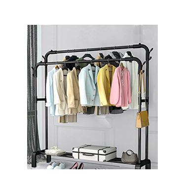 China Single Rod Type Dormitory Storage Household Hangers Floor Viable Double Bedroom Drying Vertical Indoor Clothes Shelf for sale