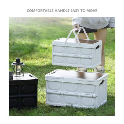 China Wood+plastic Picnic Basket Foldable Hand Basket Hand Storage Box Multifunction Outdoor Camping Picnic Storage Box Carry Organizer for sale