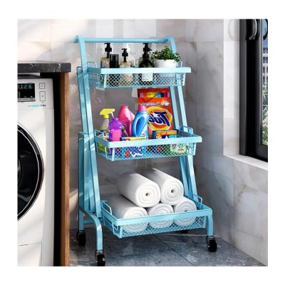 China Household Viable Movable Trolley Storage Rack Collapsible Snack Living Room Kitchen Storage Rack for sale