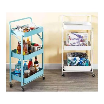 China Mobile Rack Snack Baby Bedroom Shelving Cart Multi-Layer Floor Folding Free Standing Storage Installation for sale