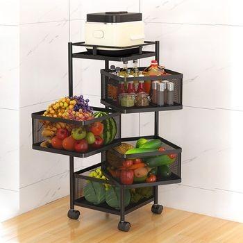 China Vegetable Storage Kitchen Floor Multi-Layer Functional Fruit Basket Rotating Viable Special Rack for sale