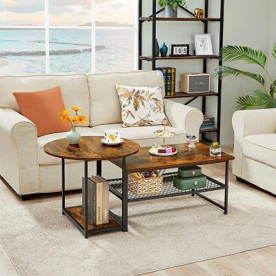 China Adjustable (other) Round tea table rectangular sofa table 2 into 1 industrial modern style tea table sitting room for sale