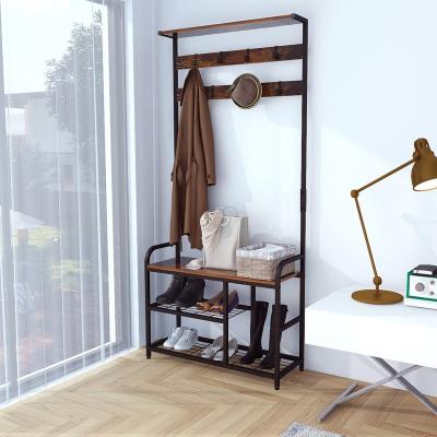 China Foldable Vintage and industrial wardrobe hangers that can sit on people, iron, and brown for sale