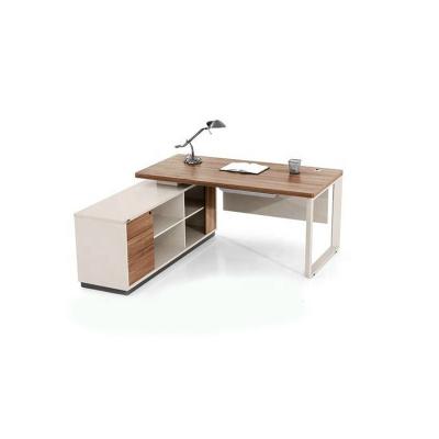 China Modern L Shaped Manager Office Desk Storage CEO Wooden Boss Desk Executive Wood Table For Office Furniture for sale