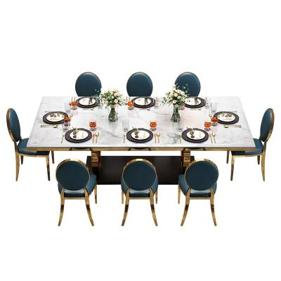 China Wholesale Modern Design Style Household Luxury Marble Dining Table Set Rectangle Dining Table Set Modern Single Chair Light for sale