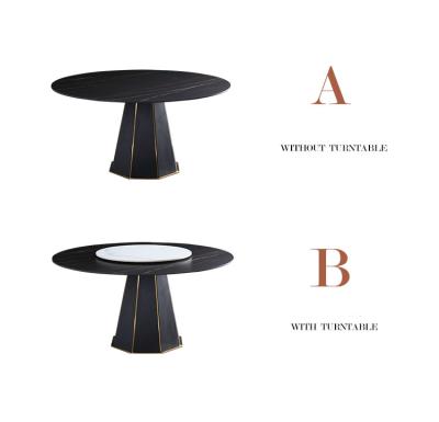 China Newest Modern Design Luxury Italian Designers Round Black Marble Dining Table Set for sale