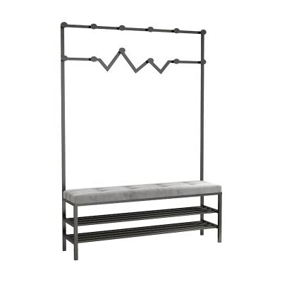 China Factory Convertible Top Manufacturer Selling 3 in 1 Design Entryway Metal Coat Rack with Shoe Storage Rack for sale